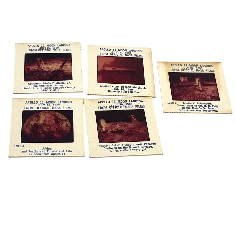 Vintage Apollo 11 Moon Landing NASA Color Slides Mike Roberts Lot of 5 1969